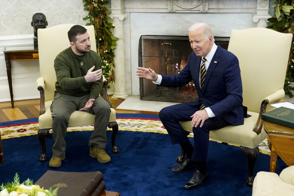 President Biden meets with Ukrainian President Zelensky meet in the Oval Office.